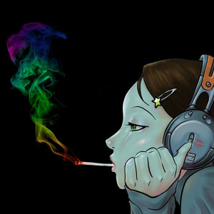 Cartoon Girl Smoking Weed