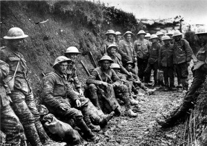 Reality: Troops are seen in a trench in France during the First World ...