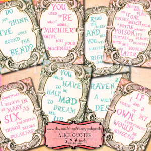 in WONDERLAND QUOTES digital collage sheet, Alice decoration party ...