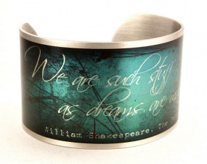 Shakepeare Dream Quote Silver Plated Bracelet Cuff, Literary Jewelry ...