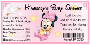 Details about 20 BABY MINNIE MOUSE BABY SHOWER WATER BOTTLE LABELS
