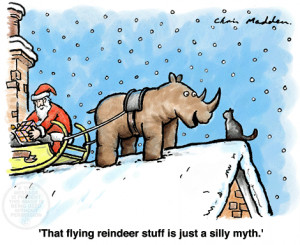 Christmas cartoons: Santa uses rhino not reindeer – Christmas myth ...