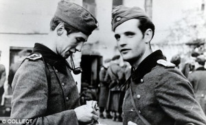 Alex Schmorell and Hans Scholl in military uniform