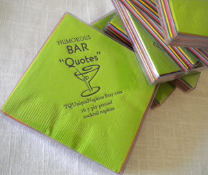 Bar Napkins Funny Cocktail Quotes Boxed set of 16 printed napkins NEW