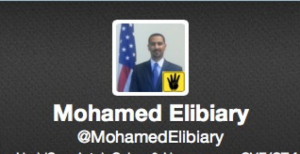 Mohamed Elibiary’s twitter profile incorporates the hand signal for ...
