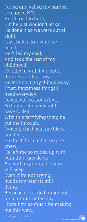 hate him so much for making me this wayâ€¦