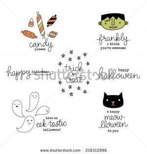 Cute Hand Lettered Punny Halloween Phrases,