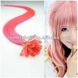 Creay Colored Hair Extensions/Pink U Tip Hair Extensions
