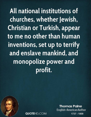 institutions of churches, whether Jewish, Christian or Turkish ...