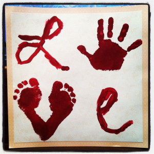 Foot and Hand Print LOVE Painting: Great Gift Idea for Kids to Make