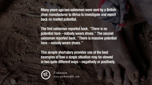 ago two salesmen were sent by a British shoe manufacturer to Africa ...