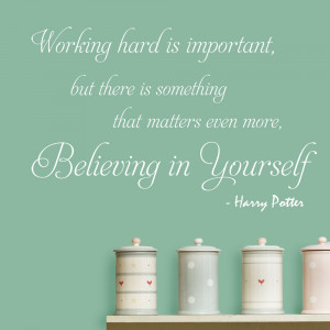 White Working Hard Is Important wall sticker in a kitchen