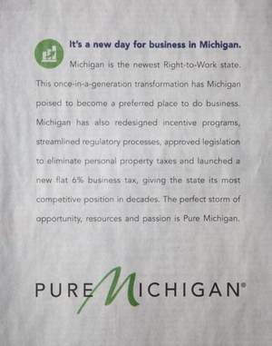 ... Gopwani: Is right-to-work Pure Michigan? New Pure Michigan ad says so