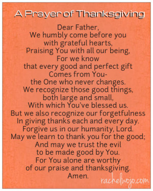 Christian Thanksgiving Blessings A prayer of thanksgiving