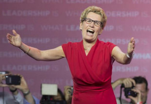 Ontario Liberal leader Kathleen Wynne speaks to supporters after ...