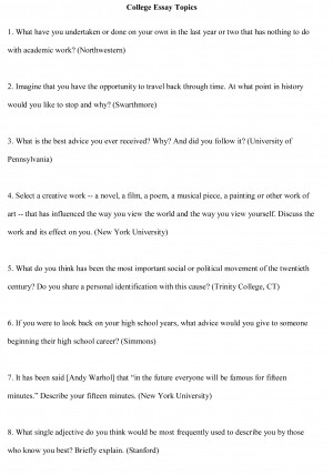 College Essay Topics Free Sample (Click the image to enlarge)