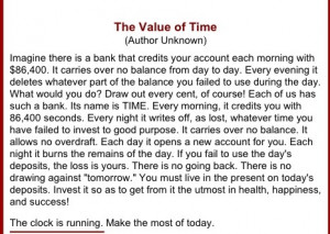 The Value of time- awesome quote!!