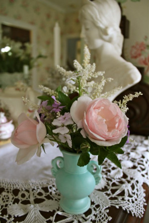 roses in vintage vase