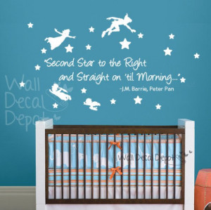 Vinyl Wall Decal Wall Sticker Words Quote - Peter Pan - Second Star to ...