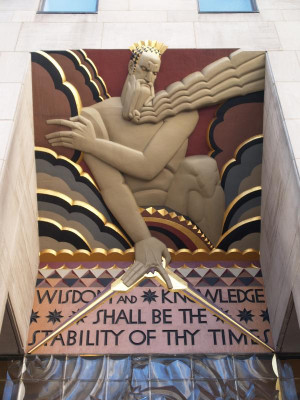 ... Rockefeller Center): 'Wisdom' (decoration above center door) (art deco