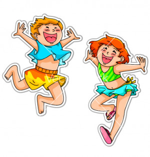 Excited kids vector