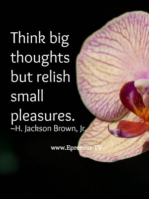 Think big thoughts but relish small pleasures.