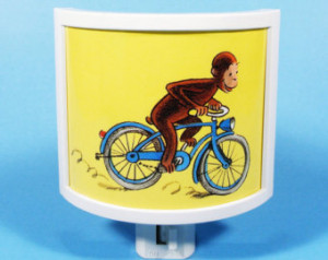 Curious George Rides a Bike vintage kids book Night Light cute nursery ...