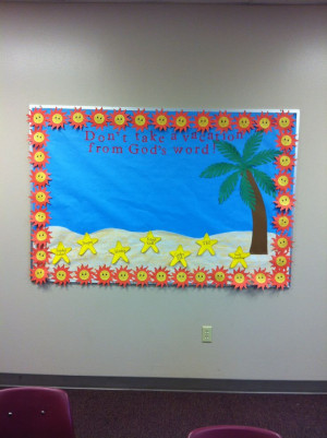 Summer Sunday School bulletin board. Kids to color beach balls with ...
