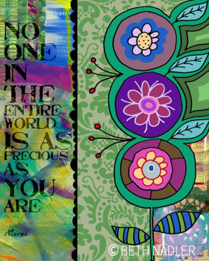 Floral Collage with Rumi Quote by Beth Nadler