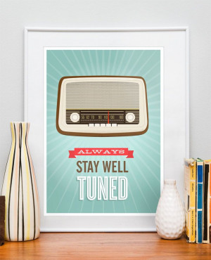 Retro poster quote, vintage radio, mid century modern, nursery print ...