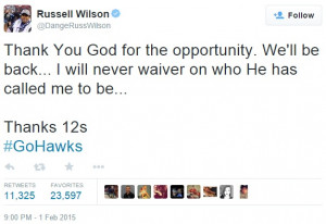 Russell Wilson, even with god at his back, concluded last night’s ...