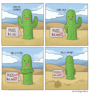 Cactus Starts a Hugging Business In The Desert, By accordingtodevin
