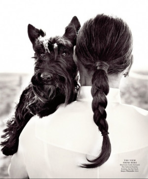 Ali MacGraw her Scottish Terrier