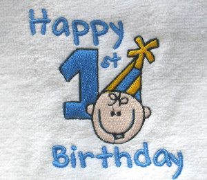 Happy 1st Birthday Boy Personalized embroidered