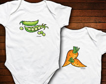 TWINS - We Go Together Like Peas and Carrots - Funny Baby Gift