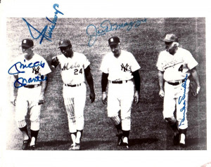 Mantle Dimaggio Mays Snider Hand-Signed 8x10 With Certificate Of