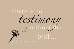 and Spiritually Speaking: There is no Testimony without the Test