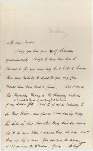 ... William Makepeace Thackeray to Frederick Locker. 11 February 1861