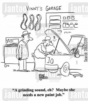 funny noises cartoon humor: Mechanic: 'A grinding sound, eh? Maybe she ...