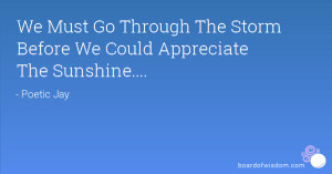 We Must Go Through The Storm Before We Could Appreciate The Sunshine ...