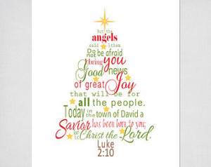 Christmas Tree Printable Scripture Art with Luke 2 Bible verse in ...