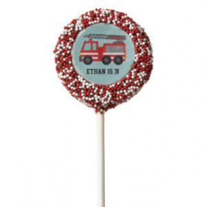 Red Fire Truck Kids Birthday Party Treats Chocolate Covered Oreo Pop
