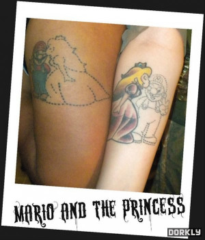 His & Hers Mario Tattoos