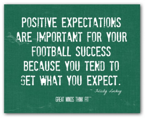 Positive expectations are important foryour football success because ...