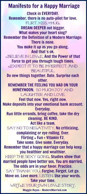 Manifesto For A Happy Marriage, love quote, positive marriage quote