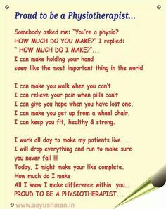 Proud to be a physiotherapist More