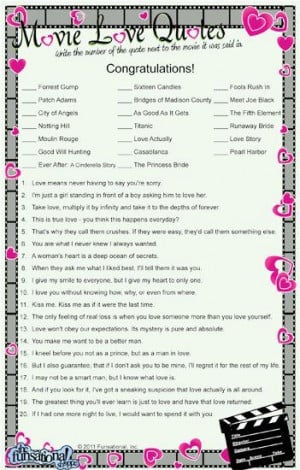 Personalized Movie Love Quotes Game