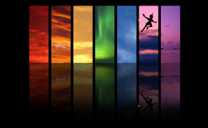 Disney Rainbow Skies and Peter Pan wallpaper