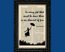 Mary Poppins In Every Job Quote Art Print - Poster Book Art Dorm Room ...