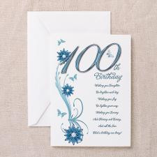 100th birthday in teal Greeting Card for
